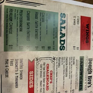menu
