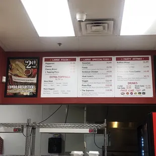 the menu of the restaurant