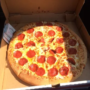 Pepperoni pizza with extra cheese.