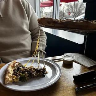 NY style Philly cheesesteak pizza - LOOK at that cheese!