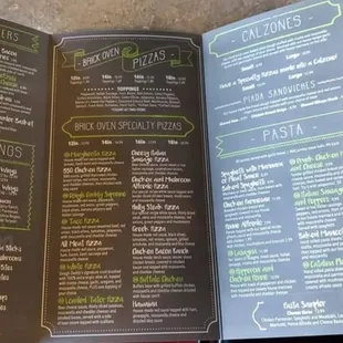 a menu for a restaurant