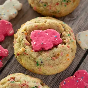 Circus Animal Sugar Cookie - It&apos;s like a birthday cake with bits of circus animal cookies.