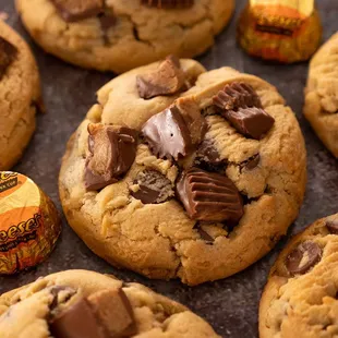 Reese&apos;s Chocolate Peanut Butter - Peanut butter dough filled with milk chocolate chips and topped with Reese&apos;s!