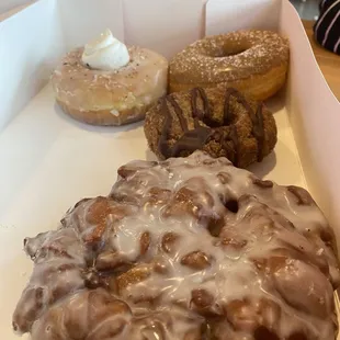 Apple fritter, churro old fashioned, french toast donut, everything but the bagel.