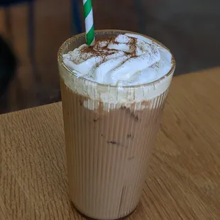seasonal pumpkin maple cold brew with oat milk