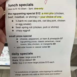 Lunch specials