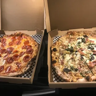 two pizzas in a box