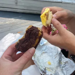 Brookie &amp; bacon, egg and cheese on English muffin