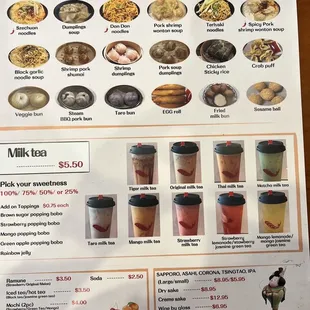 ramen and noodles, menu