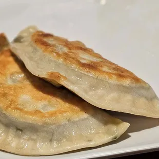 two dumplings on a plate