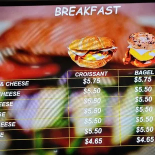 a breakfast menu