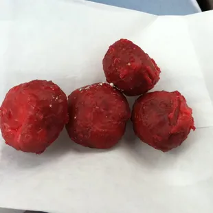 All out of cherry donuts today so I settled for cherry holes..still delicious!