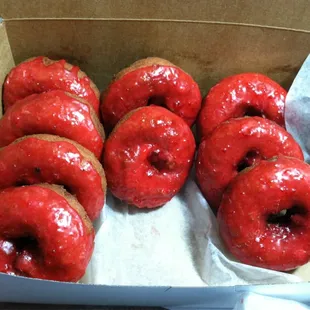 A dozen cherry donuts-fresh