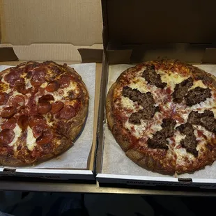 two pizzas