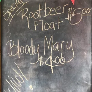 a chalk board with a menu