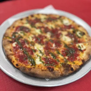 a pizza on a plate