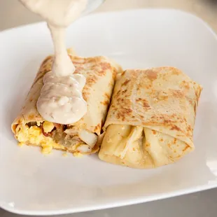 Breakfast crepe with gravy