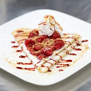 Raspberry cheesecake crepe