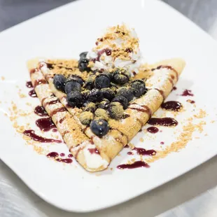 Blueberry cheesecake crepe