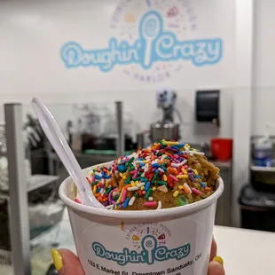  cup of ice cream with sprinkles