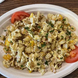 #22 potatoes with scrambled eggs