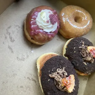 Lemon poppy donut, chocolate blood orange (my favorite)