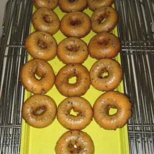 a tray of doughnuts