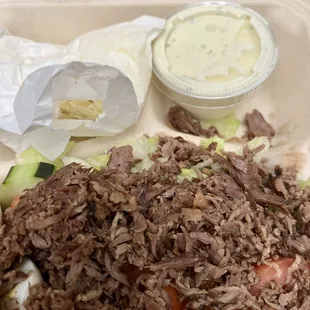 The other side of the container was used for condiments. The carne asada was cold at that.