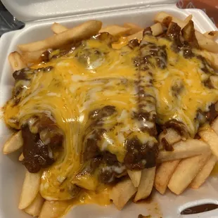 Chili cheese fries.... Delicious and they give you enough to share