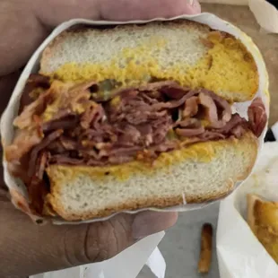 This Pastrami Couldn't satisfy the hunger of a child. However everything else is amazing there.