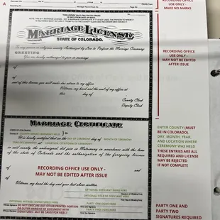 Directions for marriage license