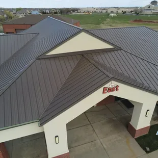 Standing seam metal roof installation at newspring church