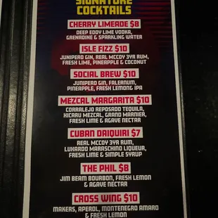 Cocktail Menu