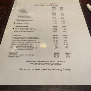 menu