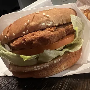 The Famous Chicken Fried Steak Sandwich! Tastes like Carls Jr. spicy chicken, just not as spicy but much larger.