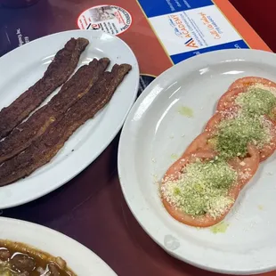 Well done side of bacon and parmesan basil tomatoes