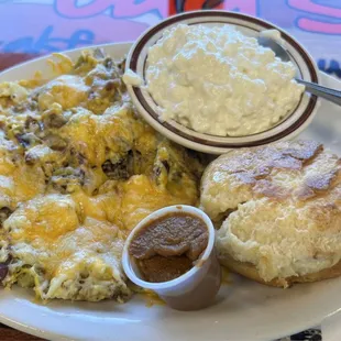 Chimayo Mixup with Cottage cheese and Skillet Biscuit