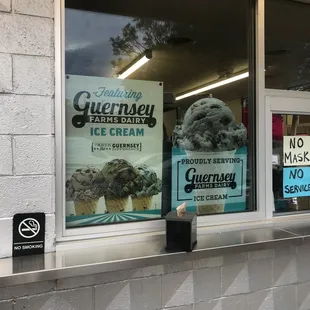 ice cream in a store window
