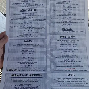 Menu at Dougs