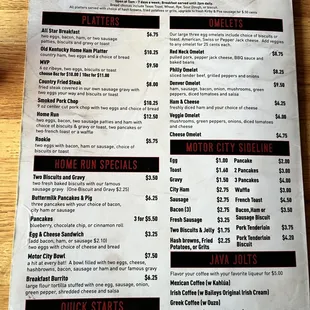 Menu from April 2022