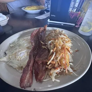 Eggs bacon hash brown