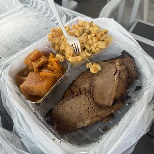 Brisket combo w/ Mac n cheese &amp; sweet yams