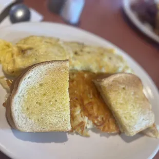 The best buttered toast I have ever had in my entire life. With a Denver omelette.