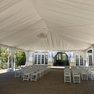 Ceremony space under beautiful white covering