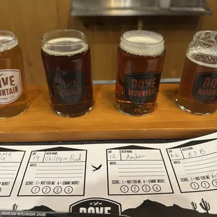 Flight of 4 IPA, Chiltepin Red, Amber &amp; ESB Extra Special Bitter