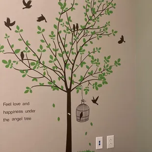 Artwork on the comfort room wall