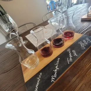 A flight of wine.
