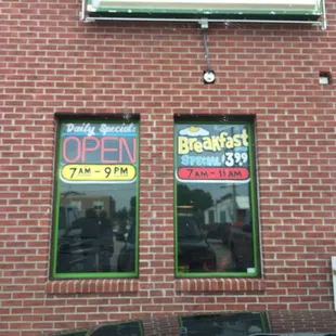 Window signs.