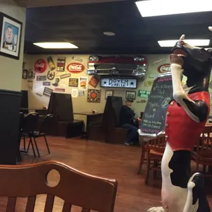 Cool vintage signs decorate the walls.