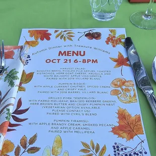 a menu for a fall dinner